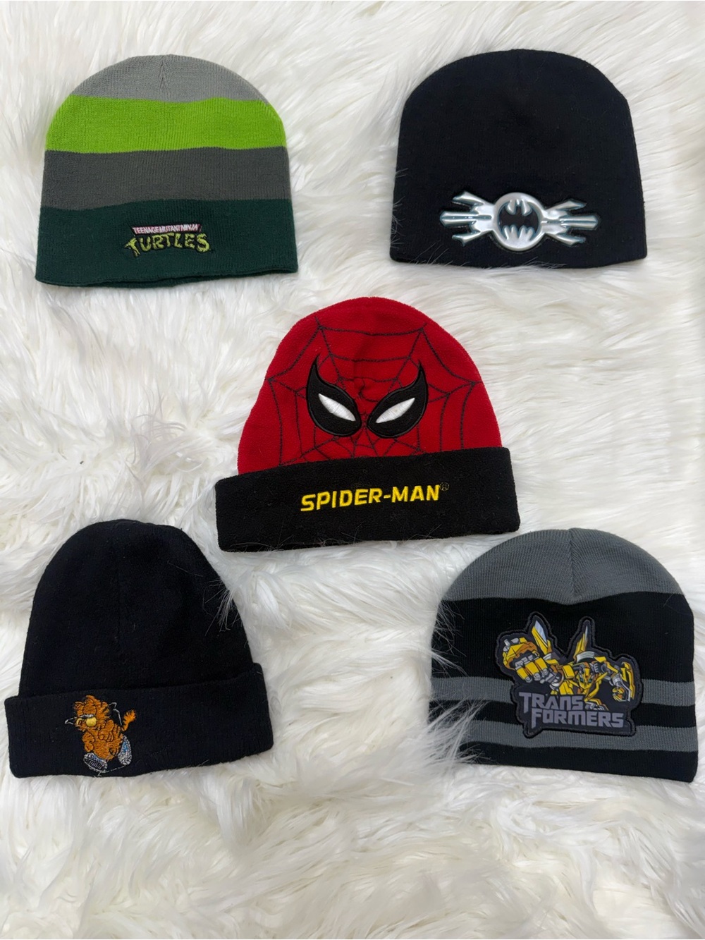 5 youth/kids winter knit beanie hats featuring iconic pop culture characters!